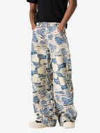 Jacquard Distressed Denim Jeans