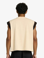 Graffiti Graphic Contrast Trim Raw Edge Sleeveless T-Shirt