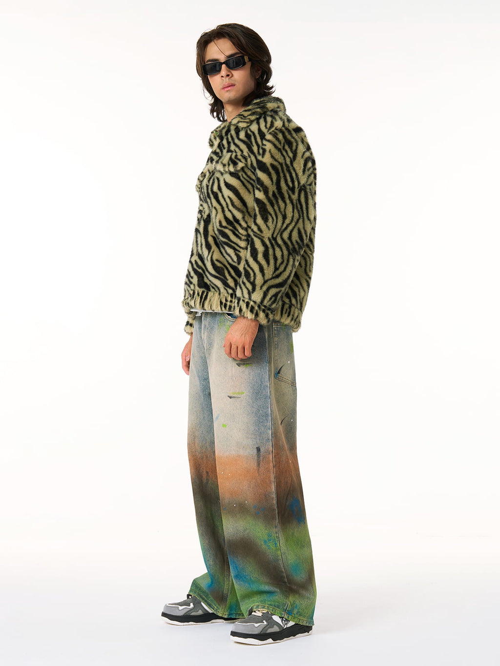 Street Gradient Ink-Splattered Straight-Leg Jeans
