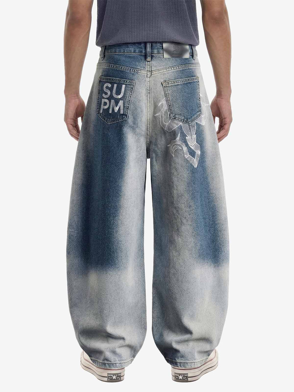 Washed Scorpion Graphic Curved Panel Pants - 2615
