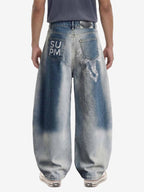 Washed Scorpion Graphic Curved Panel Pants - 2615