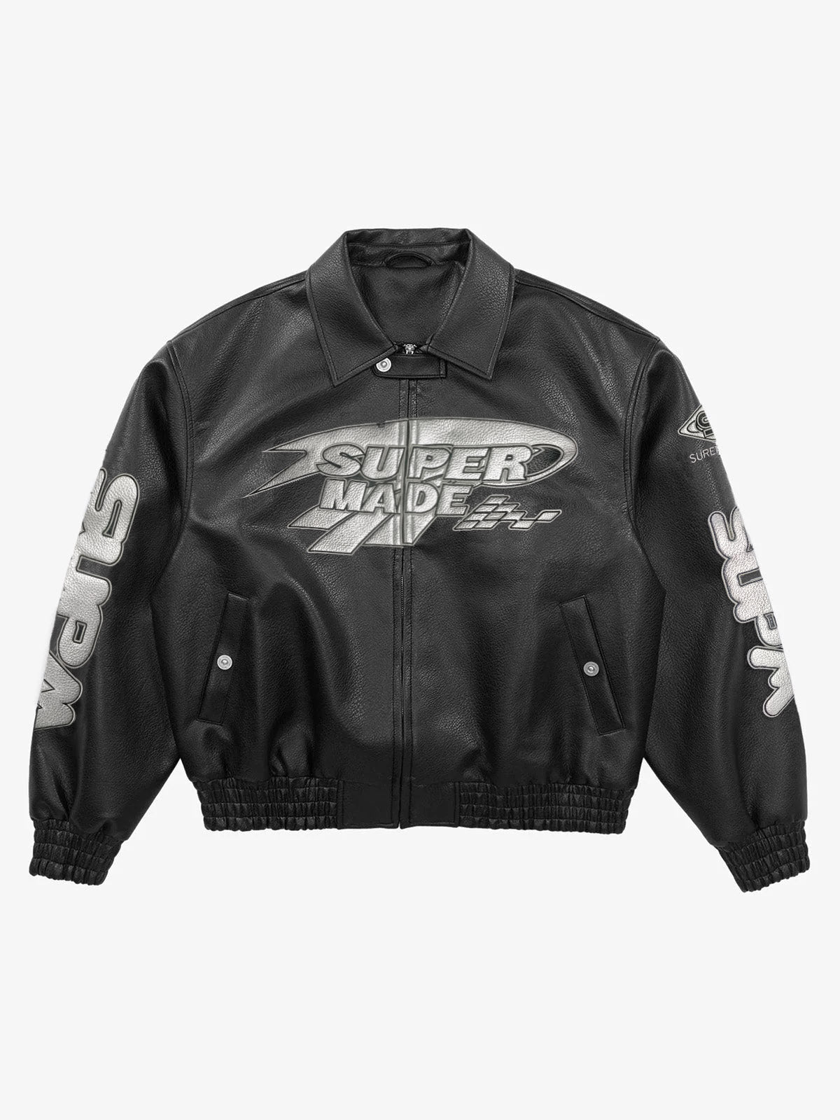 Faux Leather Vintage Street Black Air Jacket - 1821