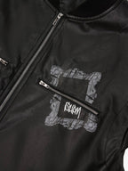 Thorn Destruction Frame Pattern Leather Vest