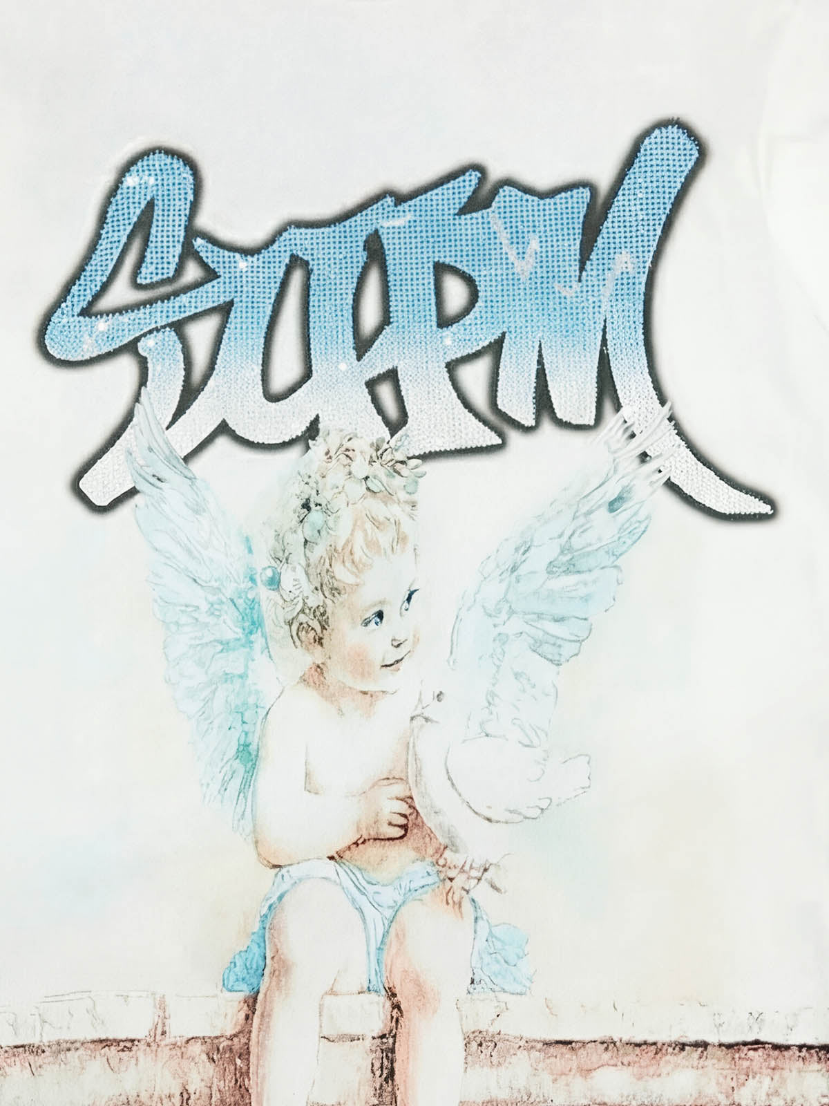 Retro Street Peace Dove Angel Rhinestone T-Shirt