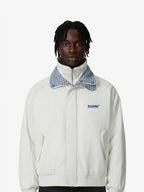 Retro Layered Look Plaid Collar Padded Jacket - 2579