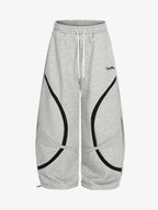 Retro Contrast Panel Drawstring Sweatpants