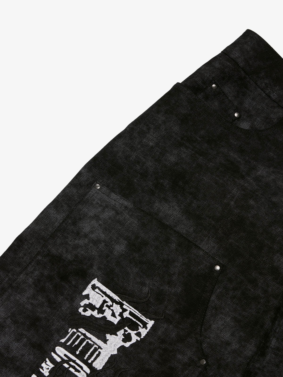 precipice Roman Column Pattern Embroidered Jeans