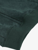 Suede Letter Embroidered Cropped Zip-Up Hoodie