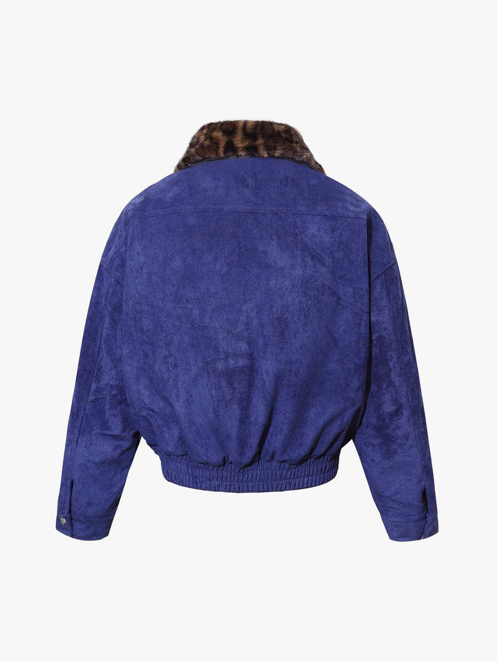 Retro Leopard Fur Collar Padded Bomber Jacket