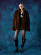 precipice Embroidered Fur Jacket - 2486