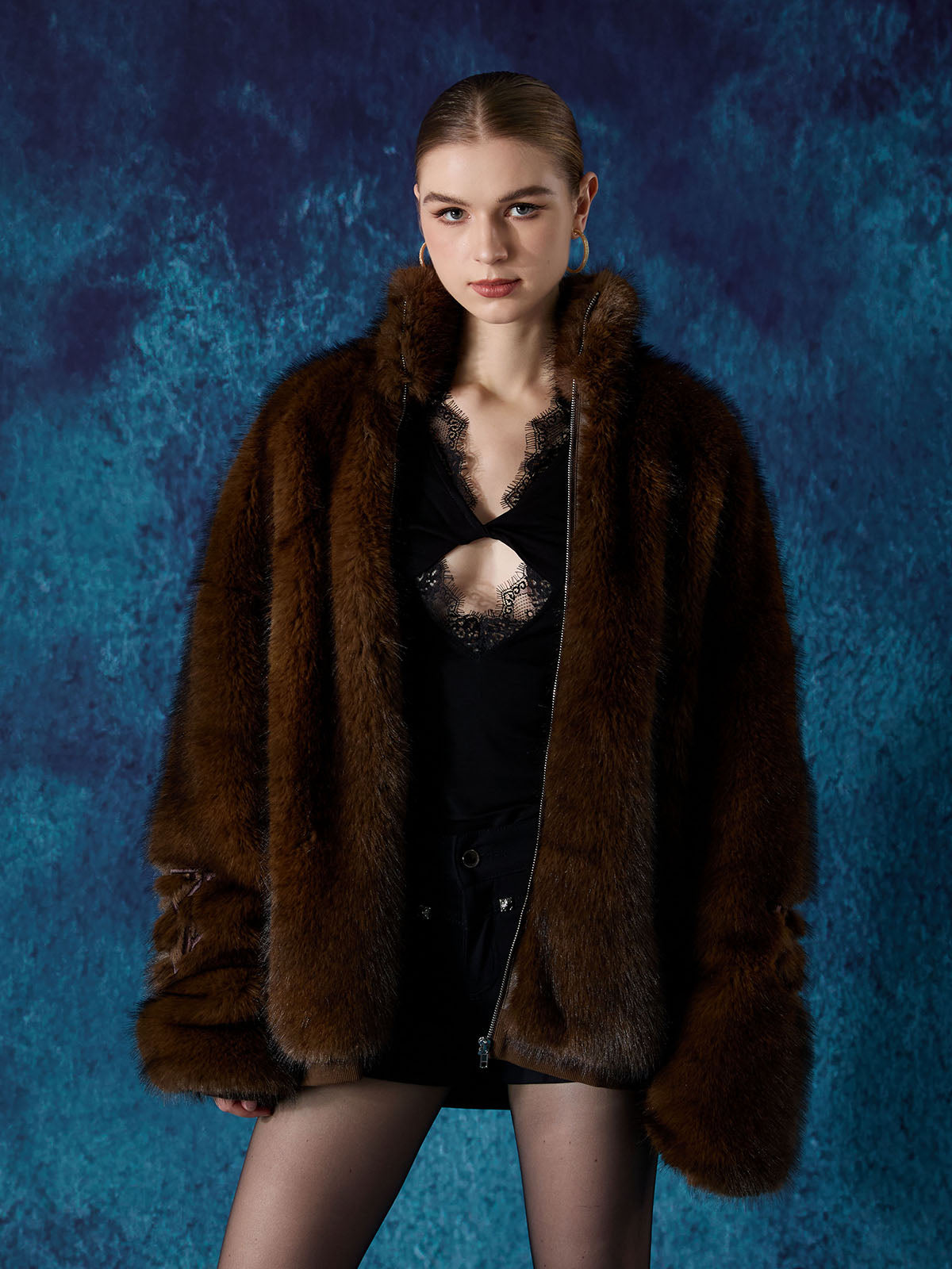 precipice Embroidered Fur Jacket - 2486