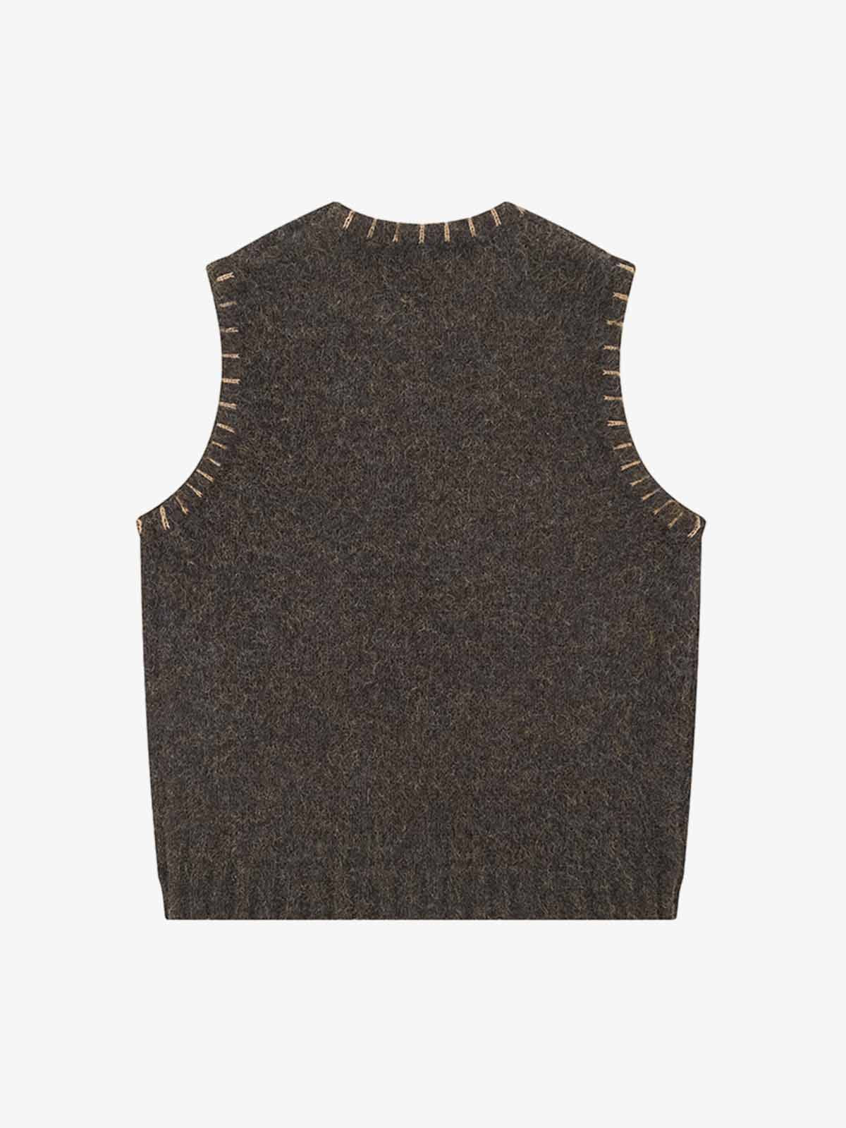 Vintage Embroidered Graphic Knit Sweater Vest