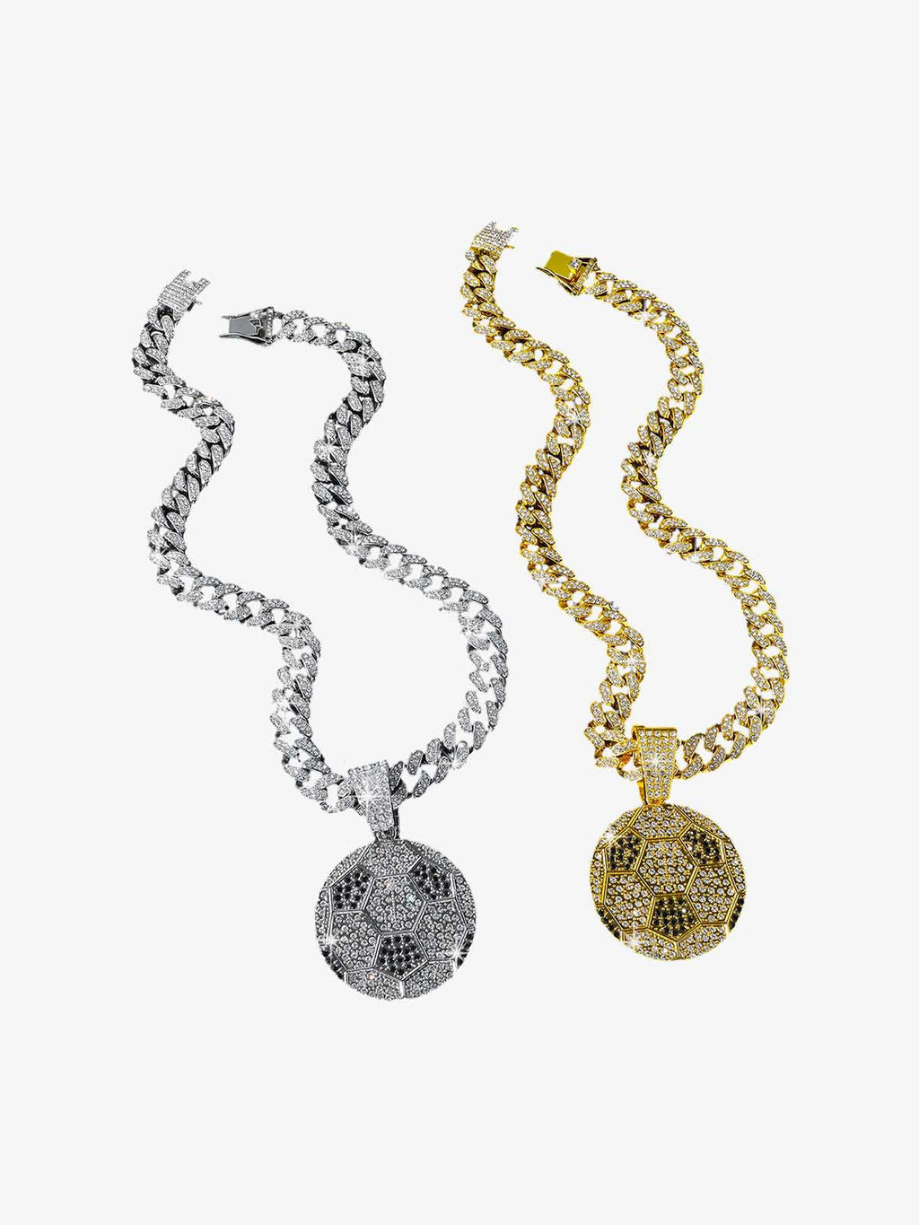 Iced Soccer Ball Pendant Chain Necklace