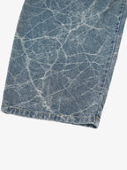 Retro Crackle-Washed Barrel Jeans