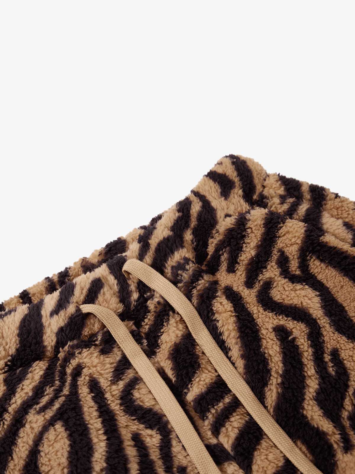 Retro Zebra Print Wide-Leg Lounge Barrel Pants