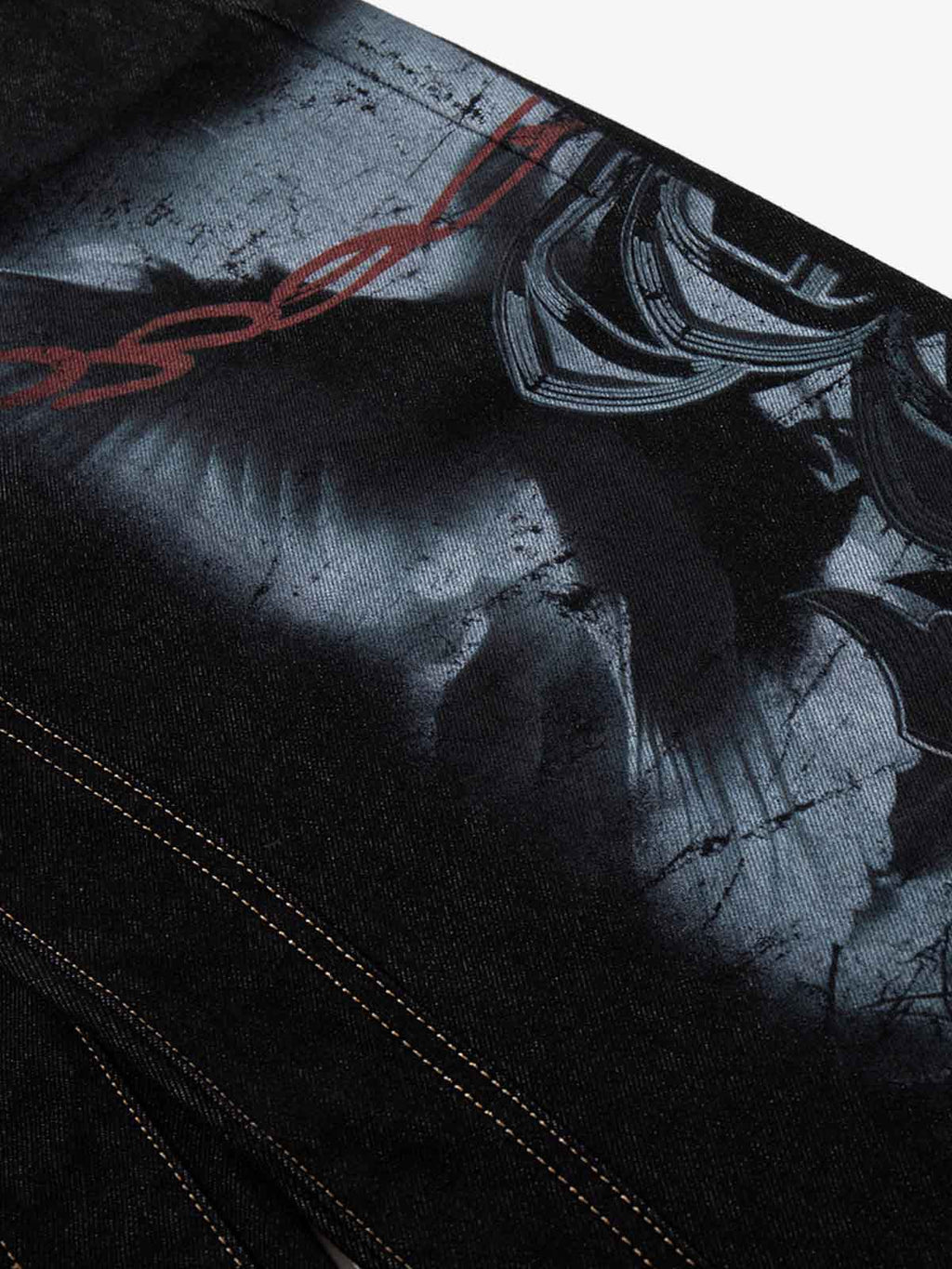 Dark Gothic Graphic Wide-Leg Jeans