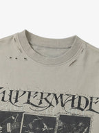Jersey Distressed Camouflage Faux Two-Piece Graphic T-Shirt - 2420