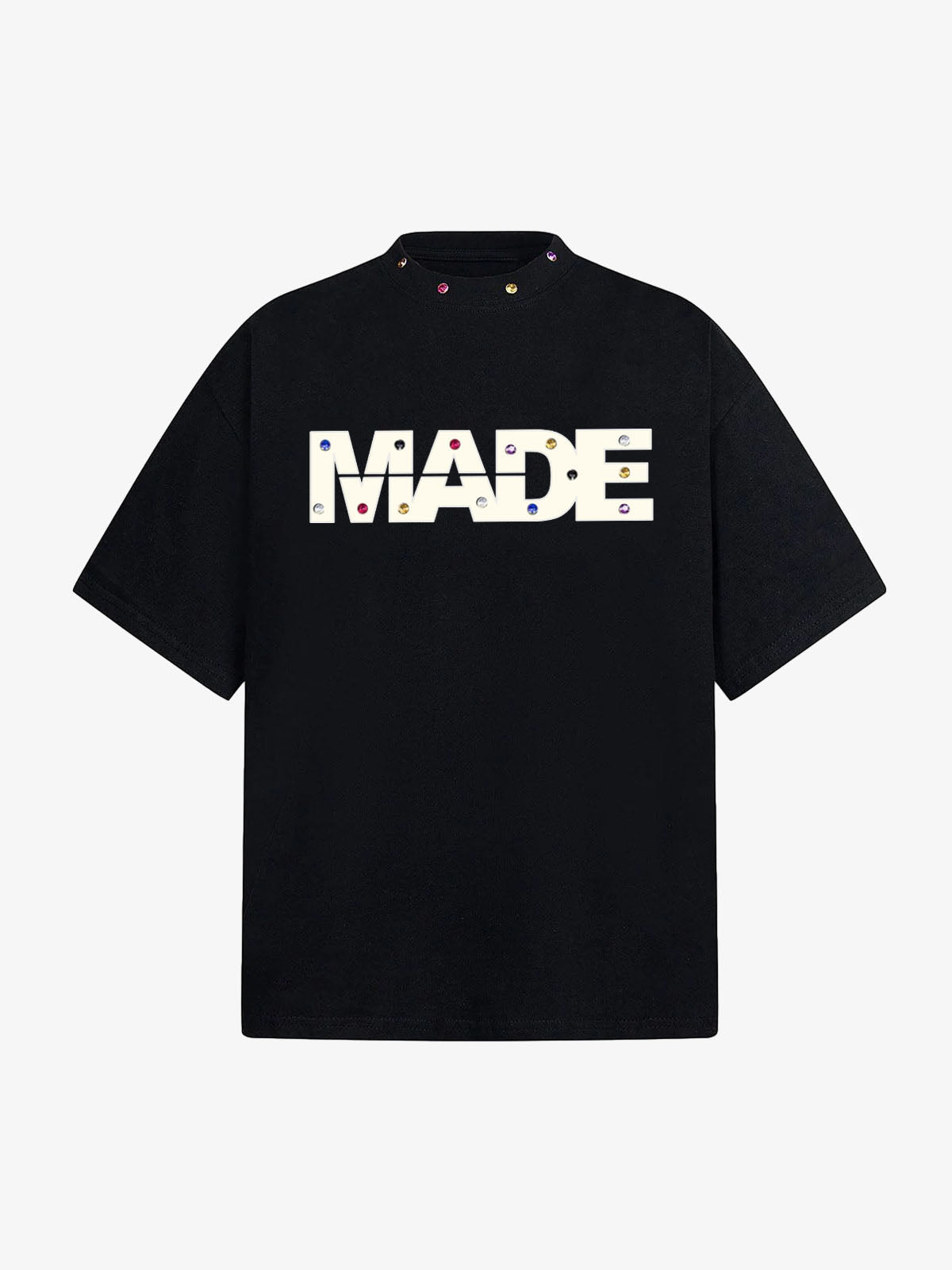 Street Retro MOOD Patch Embroidered Rivet T-shirt - 2440
