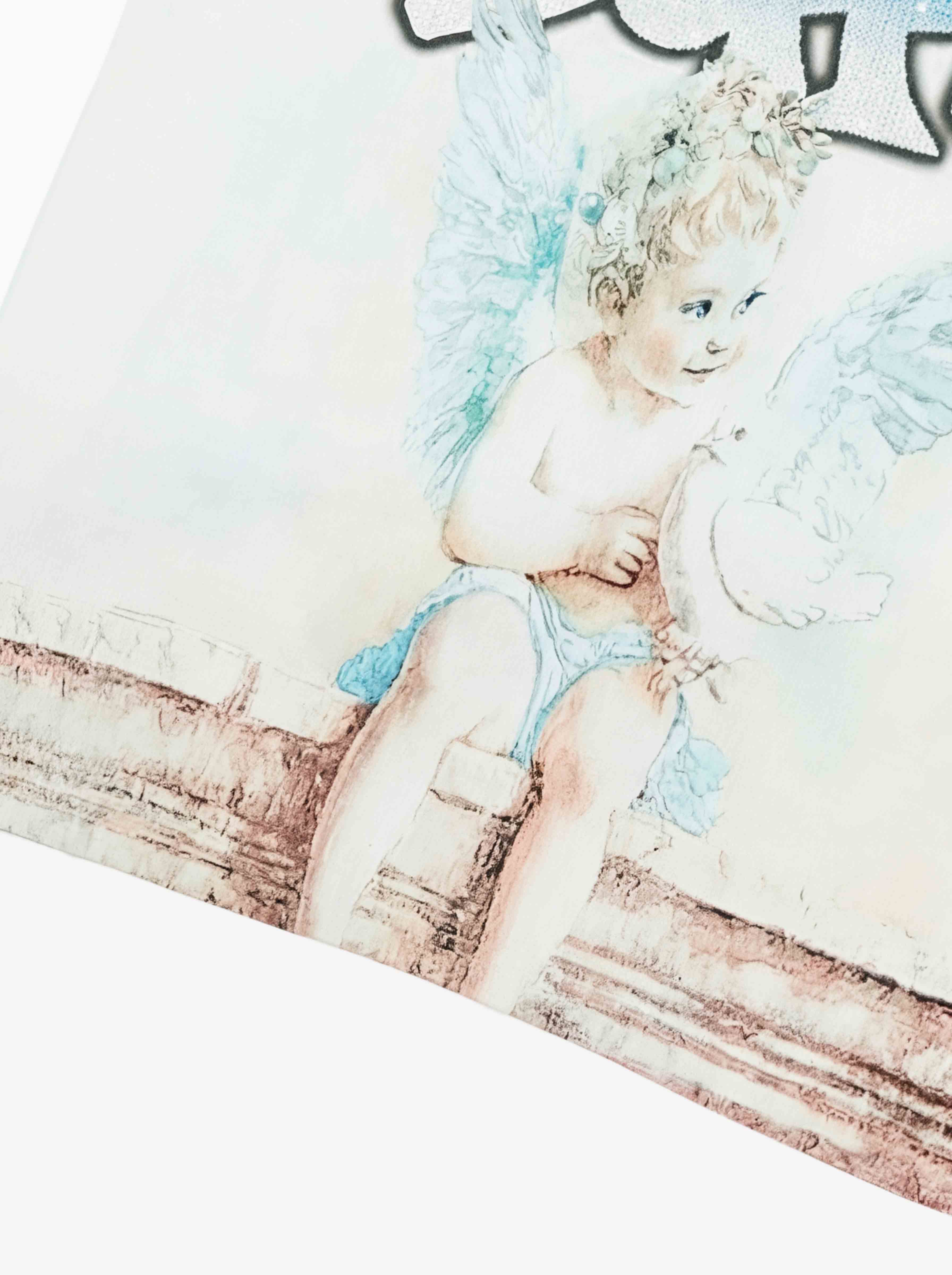 Retro Street Peace Dove Angel Rhinestone T-Shirt
