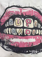 Retro Letter Lip Graphic T-Shirt
