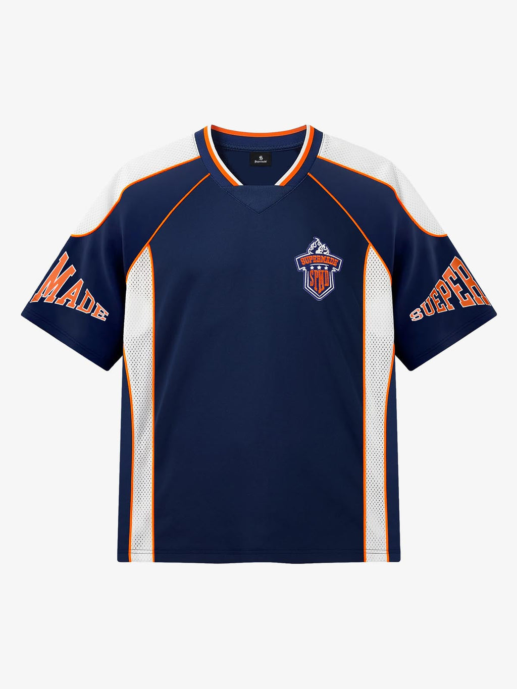 Contrast Panel Mesh Number Print Jersey T-Shirt