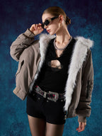 Oversized Reversible Fur Hooded Jacket - 2544