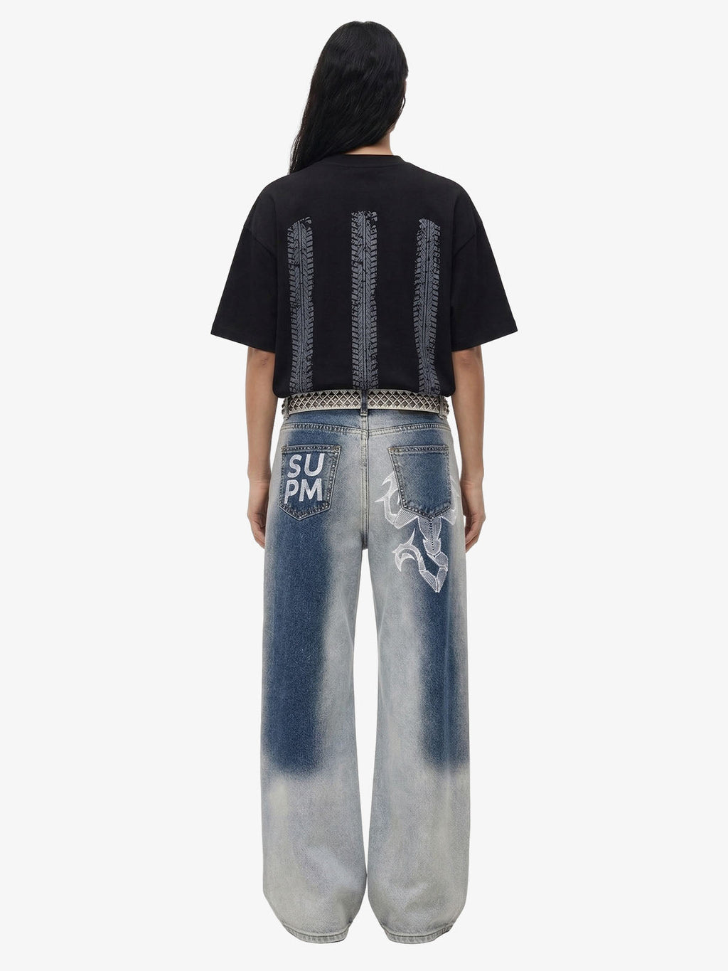 Washed Scorpion Graphic Curved Panel Pants - 2615