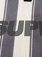 Retro Striped Polo Collar Sports Jersey Knit Sweater