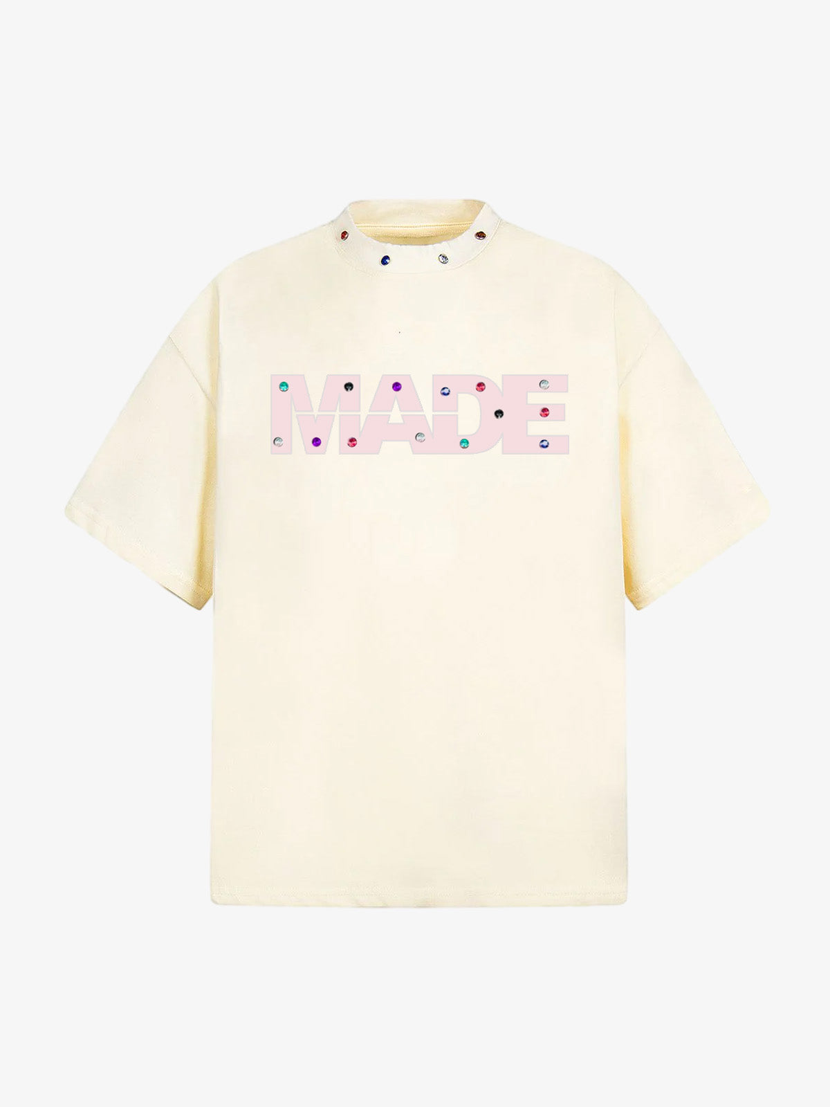 Street Retro MOOD Patch Embroidered Rivet T-shirt - 2440