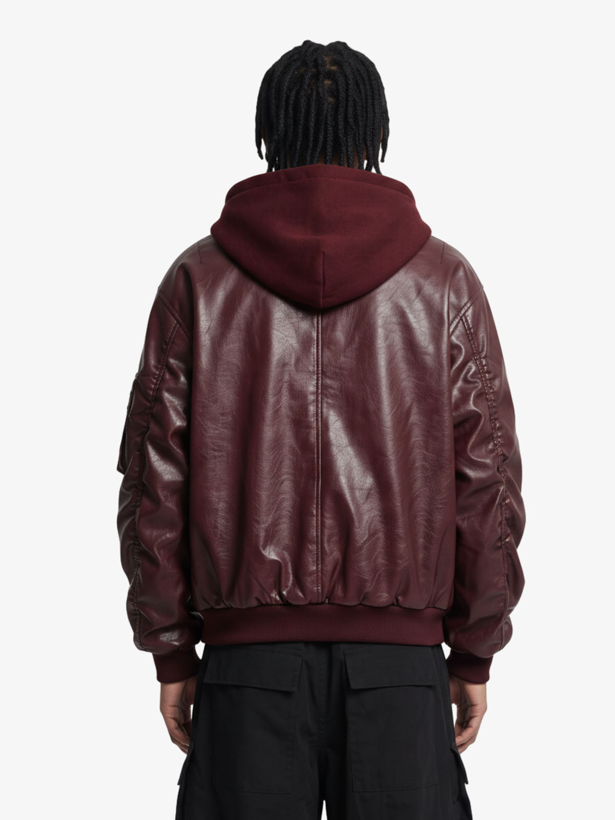Retro Distressed Washed PU Leather Cotton Jacket