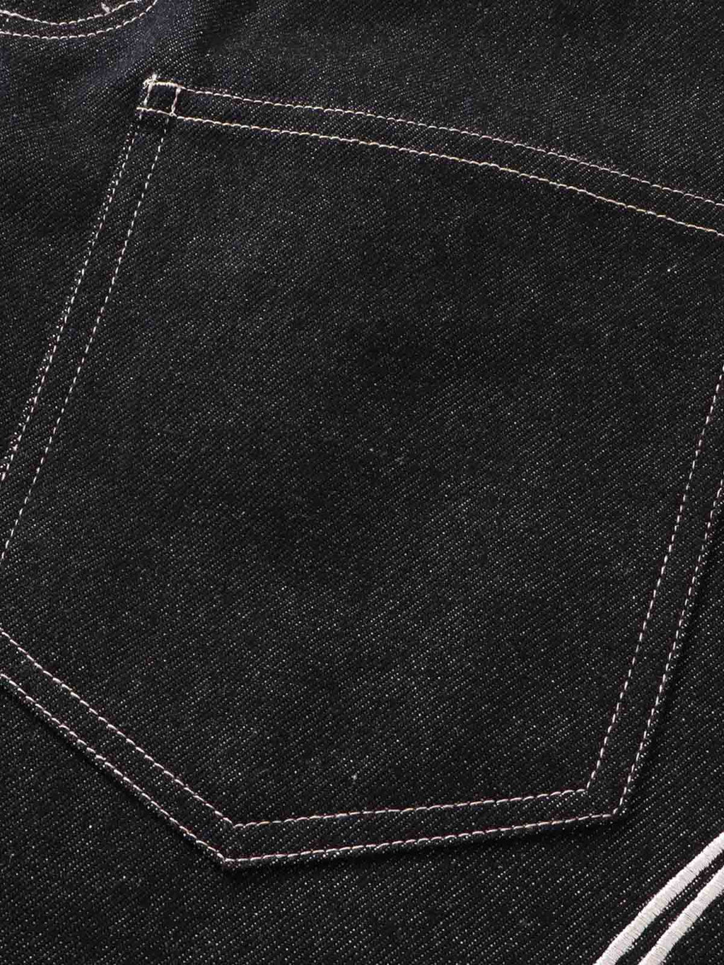 Flame Embroidered Wide Leg Washed Denim Jeans