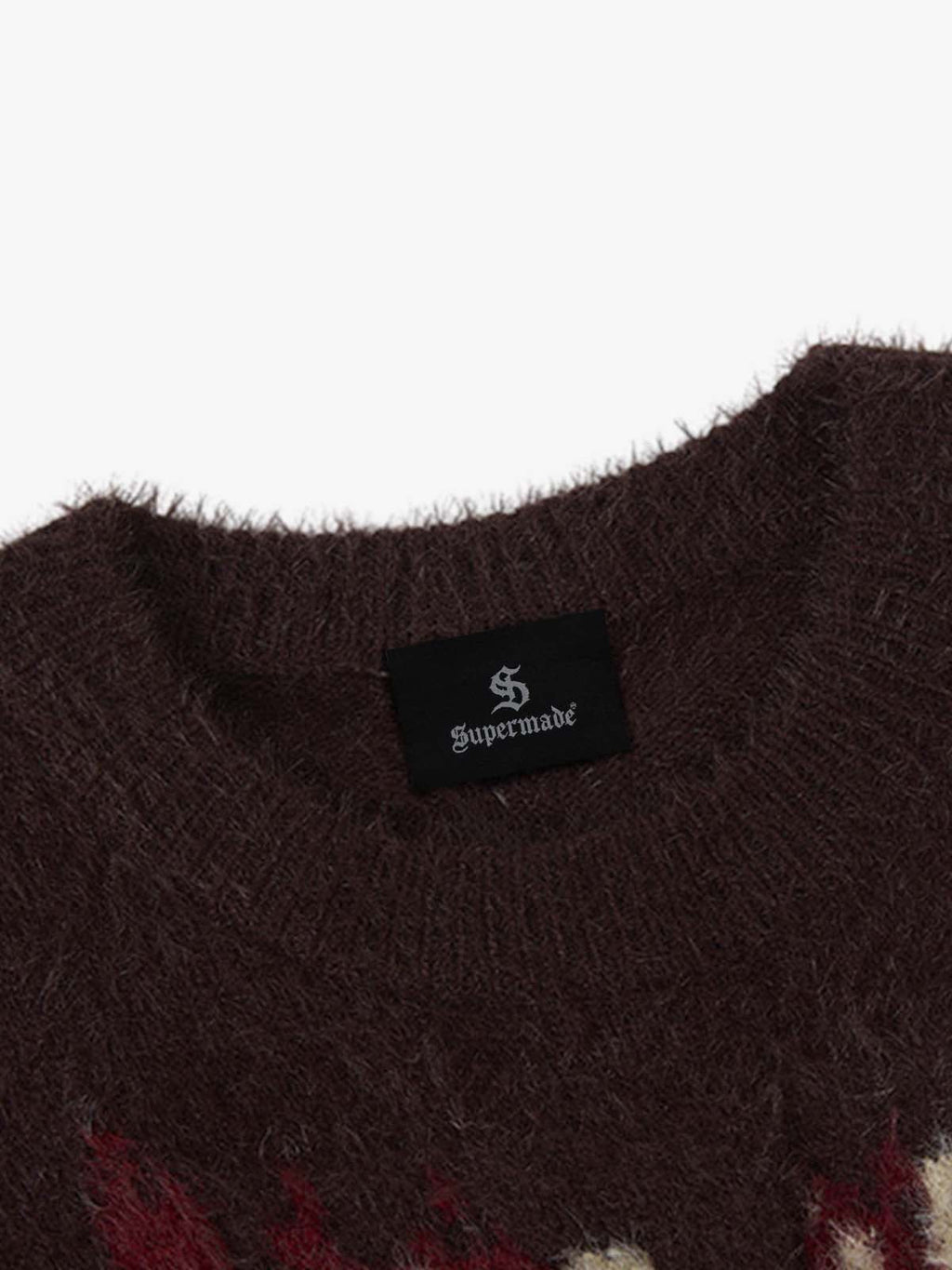 Burning Letter Jacquard Fuzzy Mohair Knit Sweater