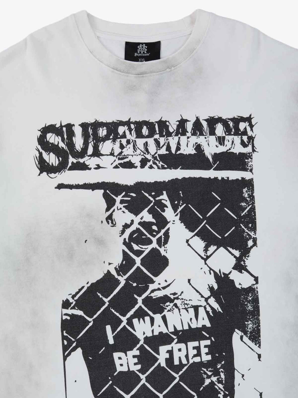 Grunge Graphic Distressed Cage Striped Long-Sleeve T-Shirt