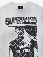 Grunge Graphic Distressed Cage Striped Long-Sleeve T-Shirt