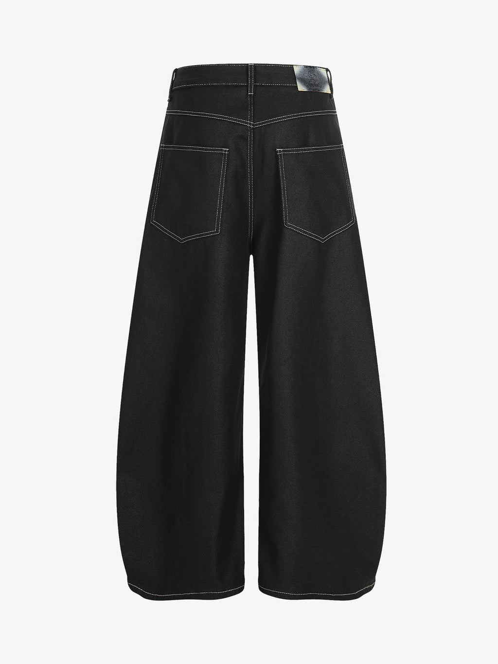 Contrast Stitch High-Waist Wide-Leg Barrel Jeans