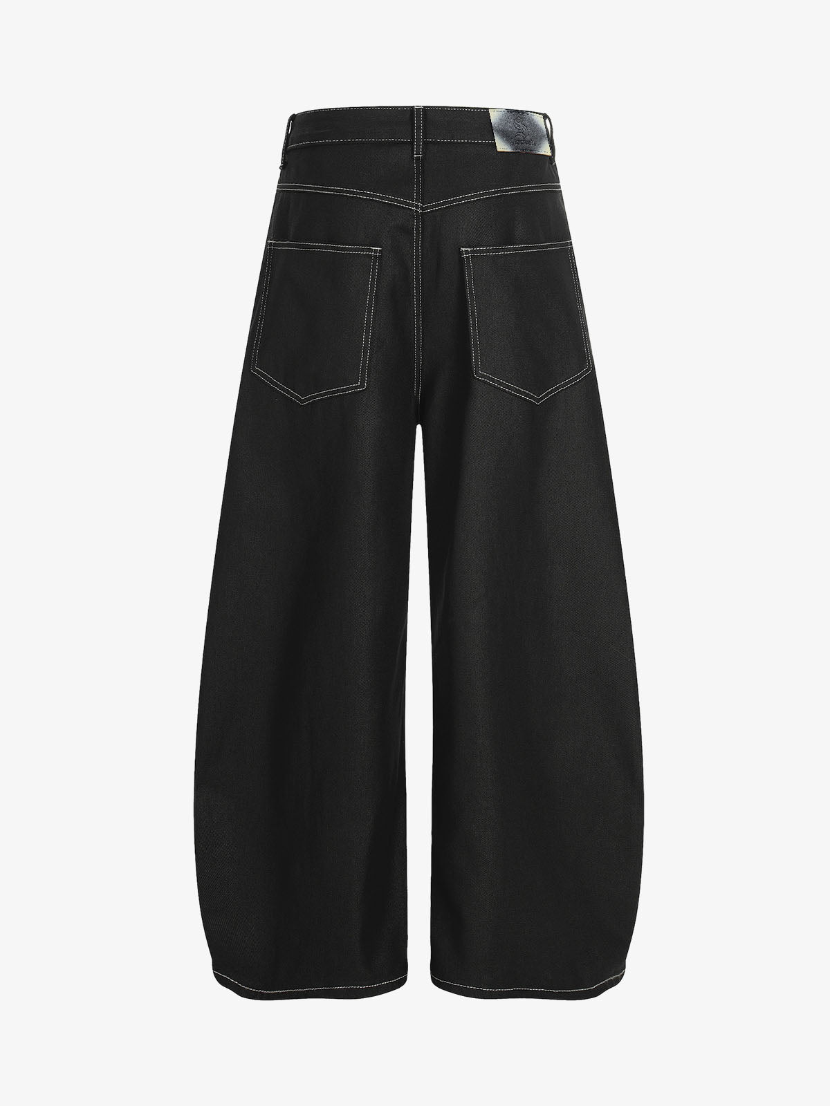 Contrast Stitch High-Waist Wide-Leg Barrel Jeans