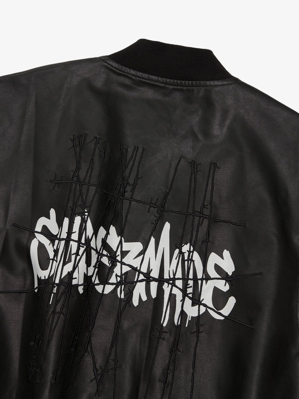 Thorn Destruction Frame Pattern Leather Vest