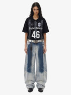 Washed Scorpion Graphic Curved Panel Pants - 2615