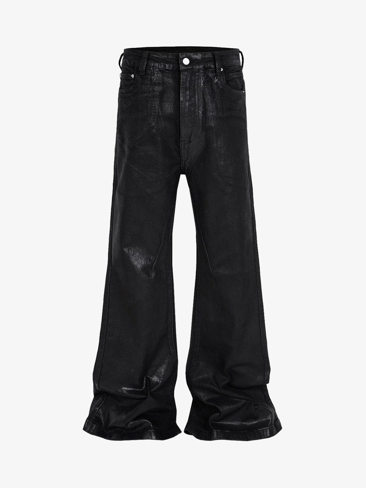 Theprecipice Black Wax Coated Flare Jeans - 2212