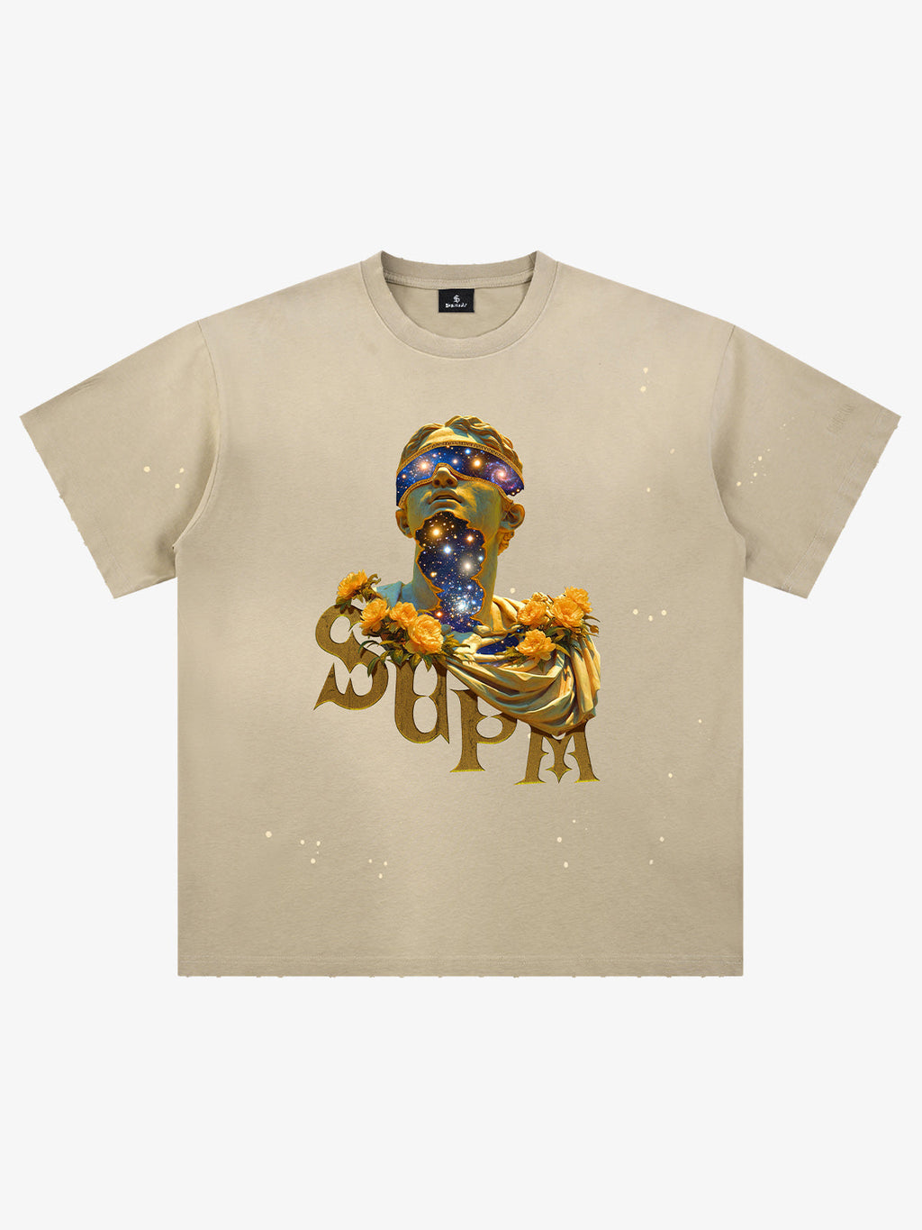Washed Splash Ink Cosmic Statue Print Galaxy Art T-Shirt