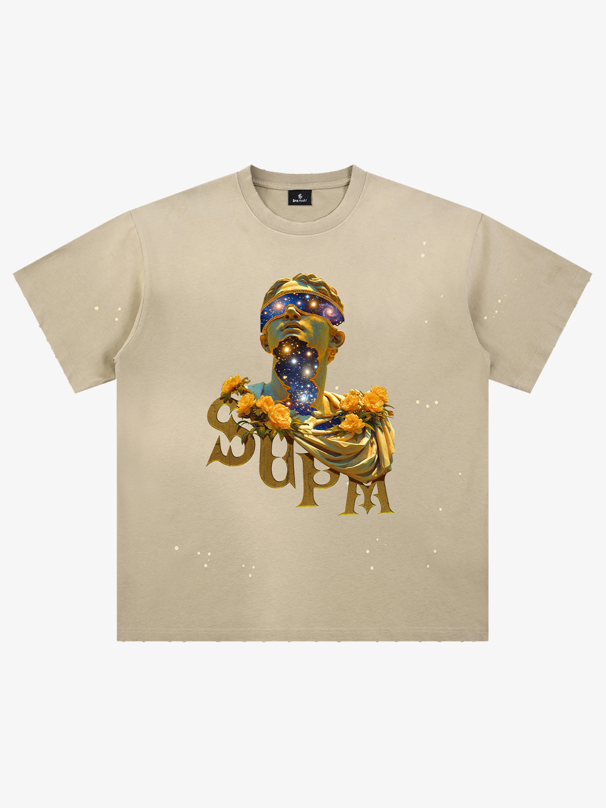 Washed Splash Ink Cosmic Statue Print Galaxy Art T-Shirt