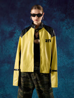 Original Contrast Color Leather Jacket - 2565