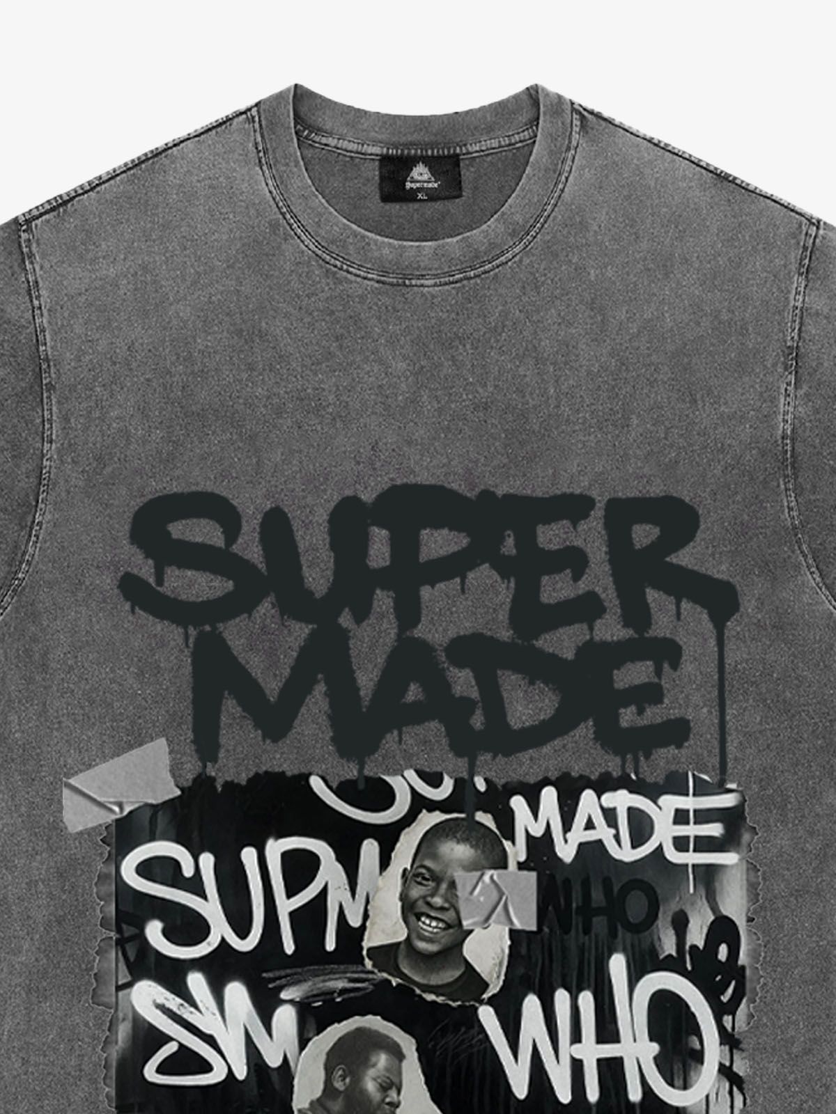 Streetwear Graffiti Character Collage Graphic T-Shirt