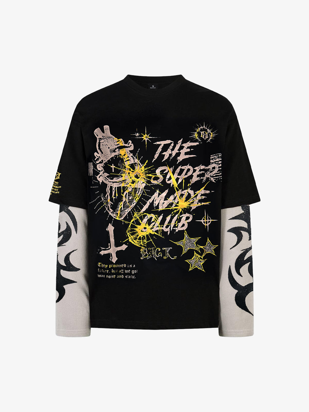 Hip-Hop Punk Faux Two-Piece Long-Sleeved T-Shirt - 2457