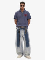 Washed Scorpion Graphic Curved Panel Pants - 2615