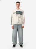 Waffle Knit Graphic Print Crewneck Sweatshirt - 2496