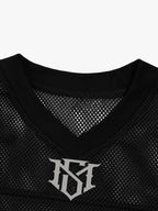 Jersey Letter Print Quick Dry V-neck T-shirt - 2389