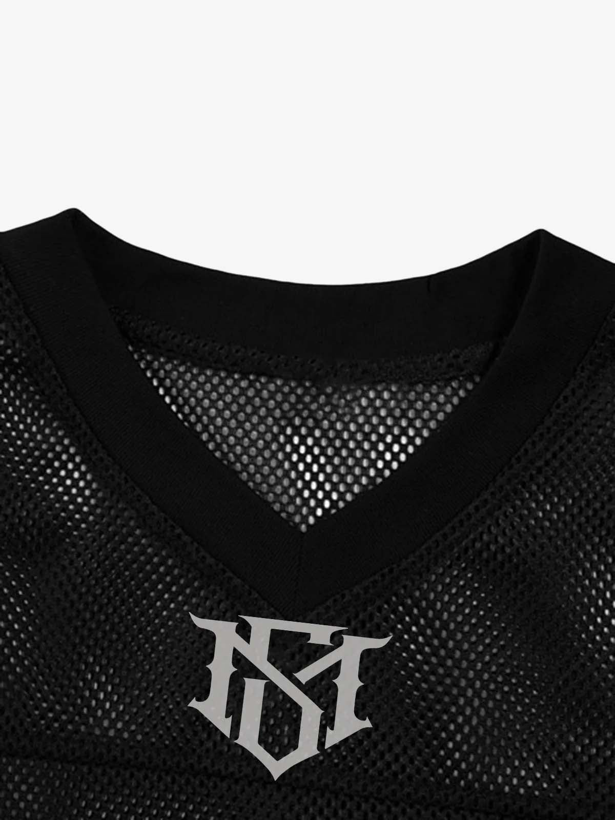Jersey Letter Print Quick Dry V-neck T-shirt - 2389