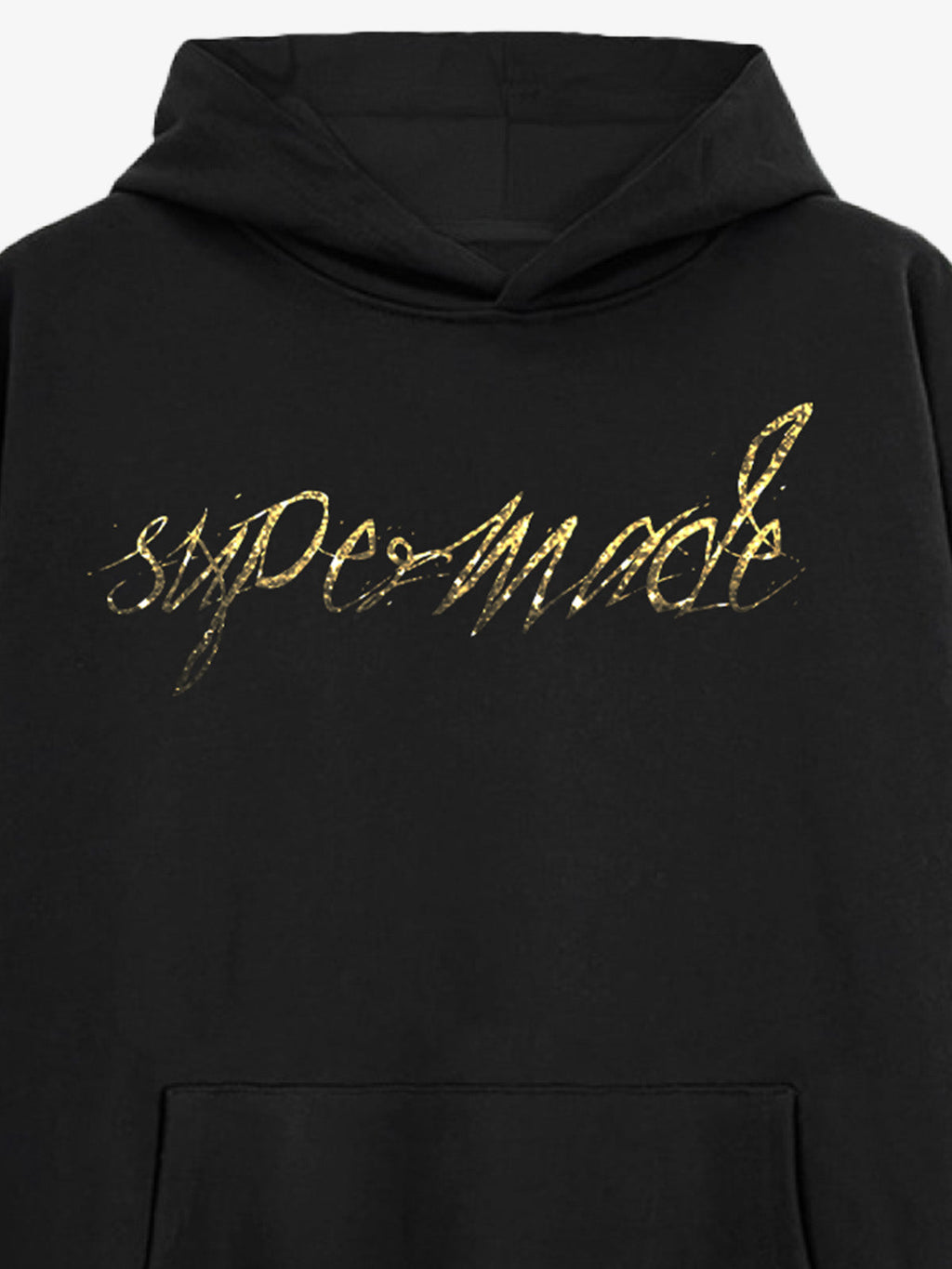 Metallic Script Letter Cross Graphic Hoodie