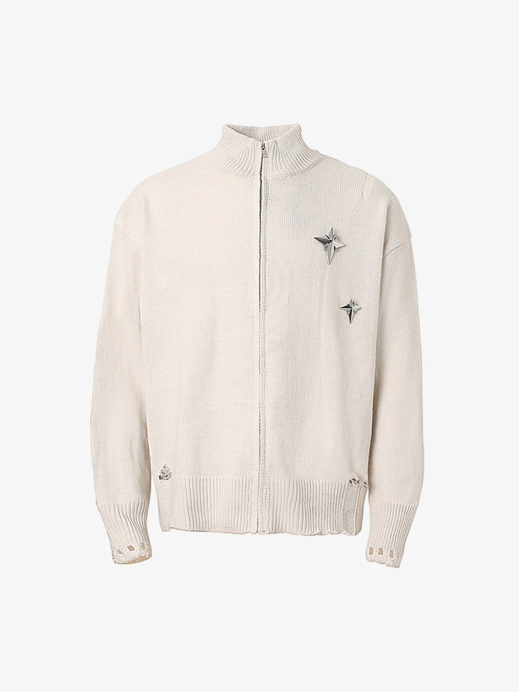 Heavy Cut Turtleneck Cardigan Zipper Sweater